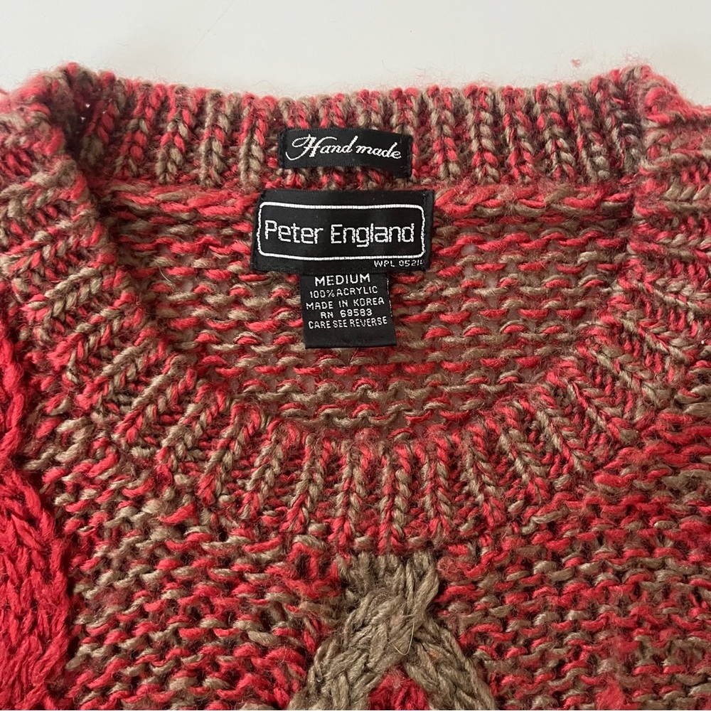 Peter England Red And Gray Patterned Crewneck Swe… - image 5